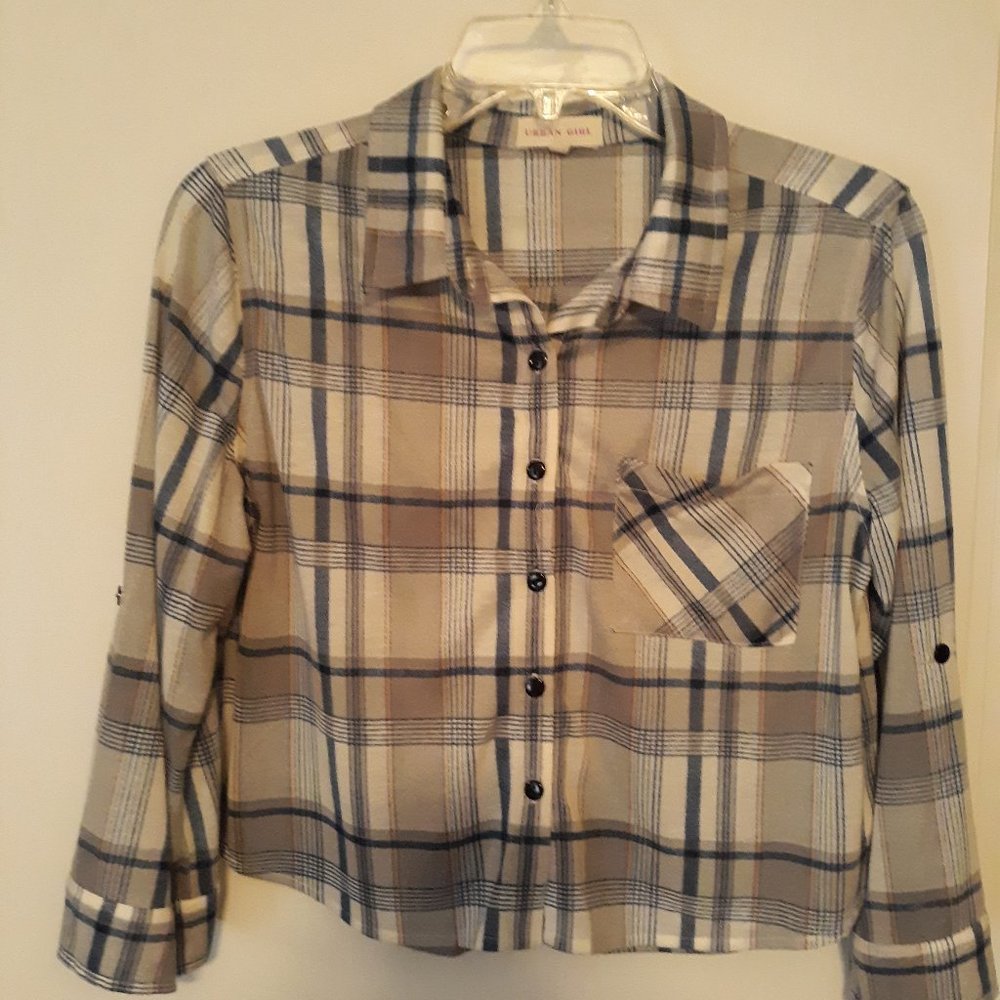 Urban Girl Cropped Plaid Blouse